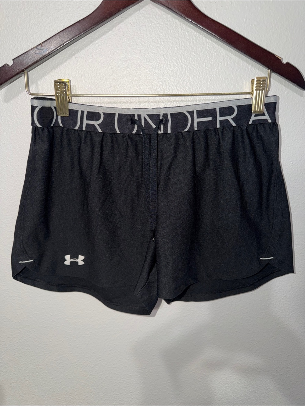Under Armour Black Women’s Athletic Shorts with Gray Logo Waistband